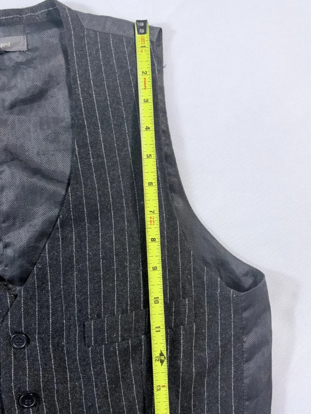 Heritage 1981 Wool Blend Pinstripe Suit Vest Adjustable Back Cinch Mens Size S